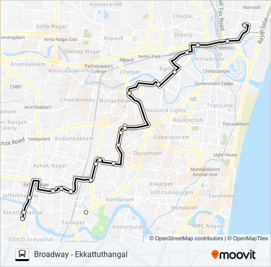 10E bus Line Map