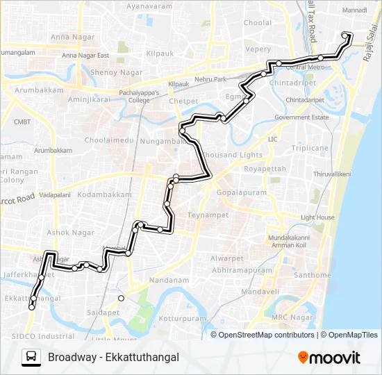 10E Bus Line Map