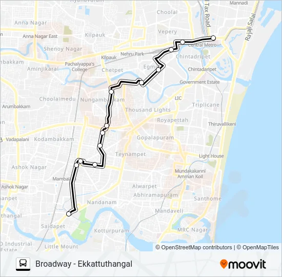 10E Bus Line Map