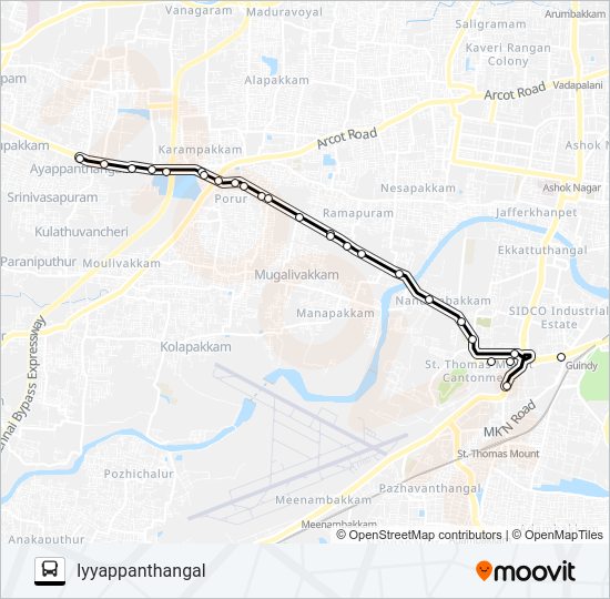 154 Bus Line Map