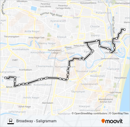 17E bus Line Map