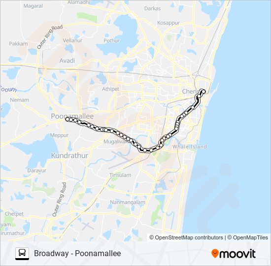 254 bus Line Map