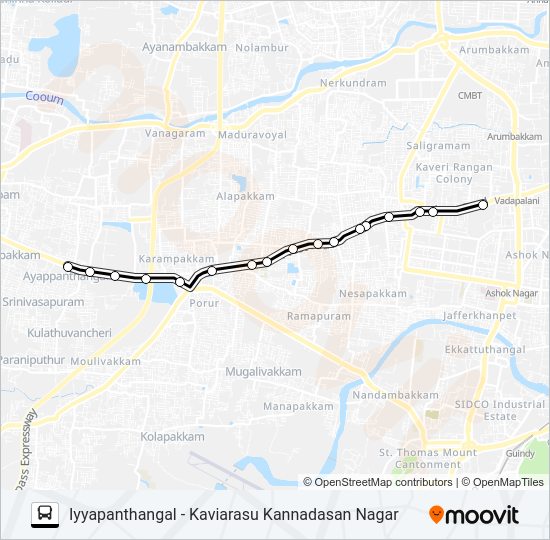 37E bus Line Map