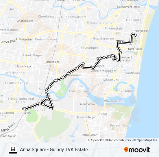 45B bus Line Map