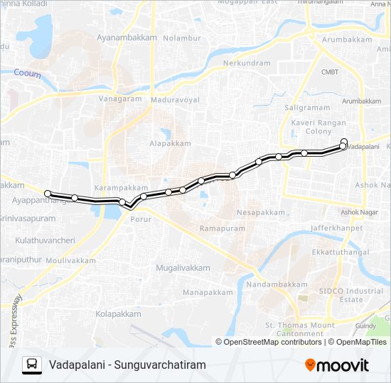 525 Bus Line Map