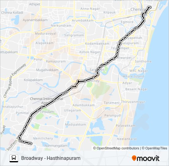 52B bus Line Map