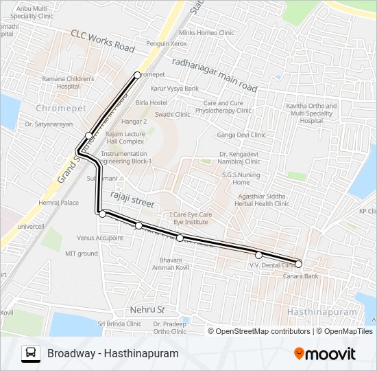 52B bus Line Map