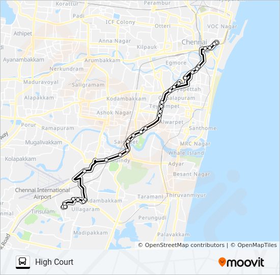 Mtc Bus Routes And Schedules 52L Route: Schedules, Stops & Maps - High Court (Updated)