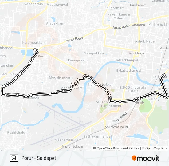 54B Bus Line Map