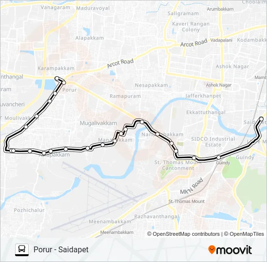 54B Bus Line Map