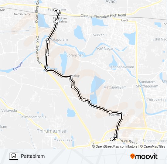 54C Bus Line Map