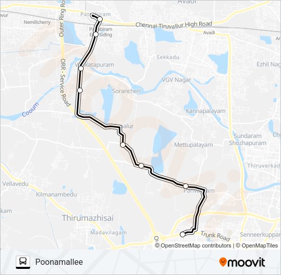 54C Bus Line Map