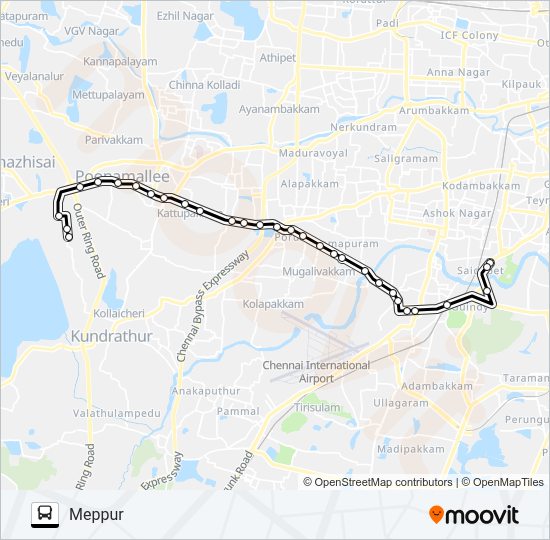 54E Bus Line Map