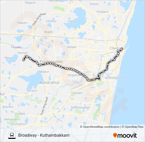 54G Bus Line Map