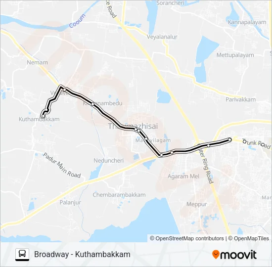 54G Bus Line Map