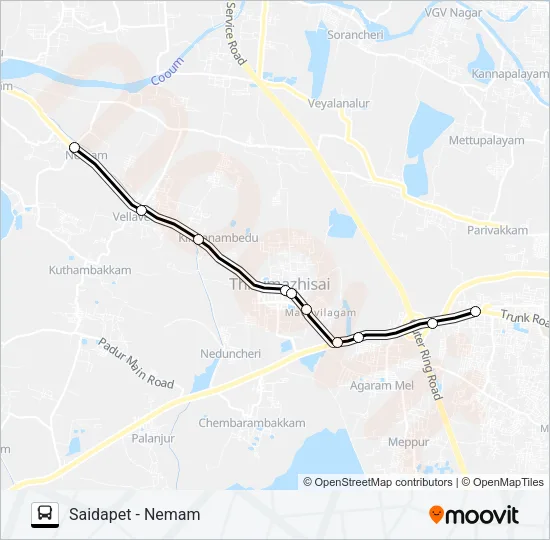 54K Bus Line Map