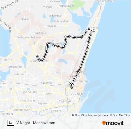 56W Bus Line Map
