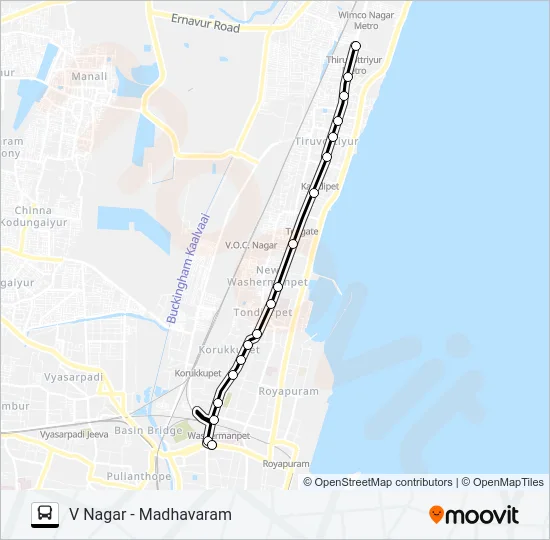 56W Bus Line Map
