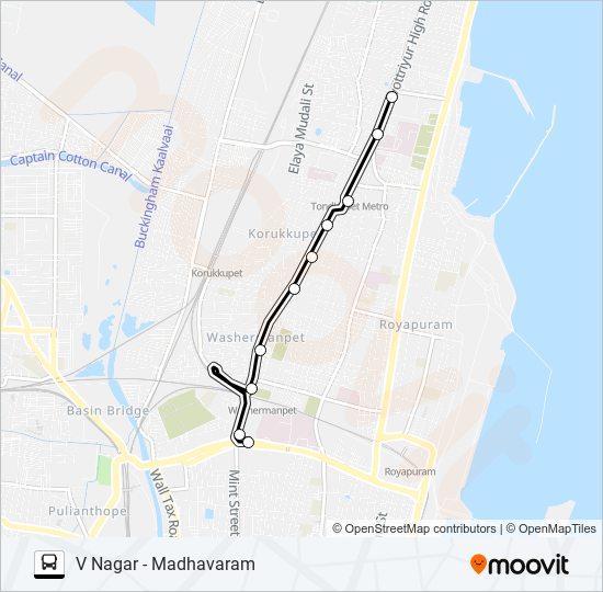 56W Bus Line Map