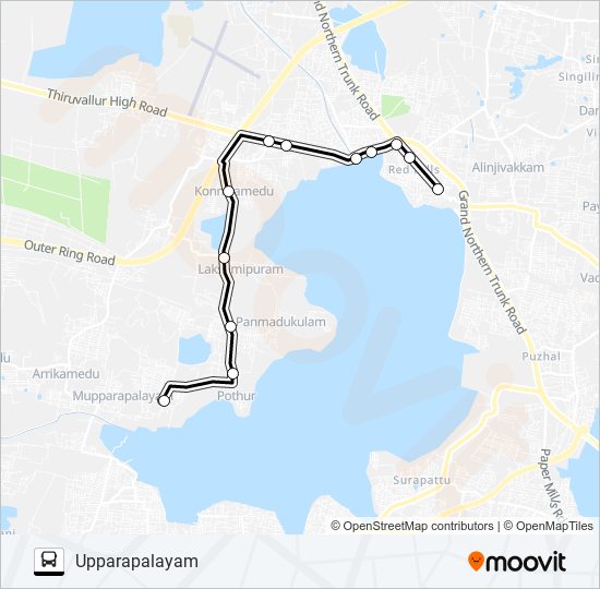 57B bus Line Map