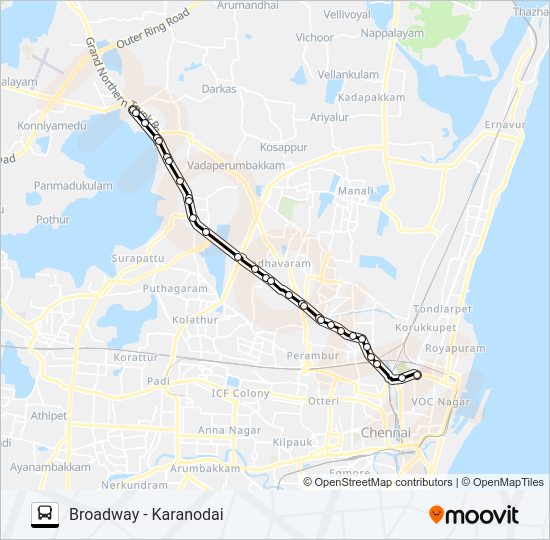 57F Bus Line Map