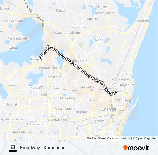 57F Bus Line Map