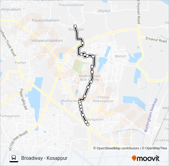 64D Bus Line Map