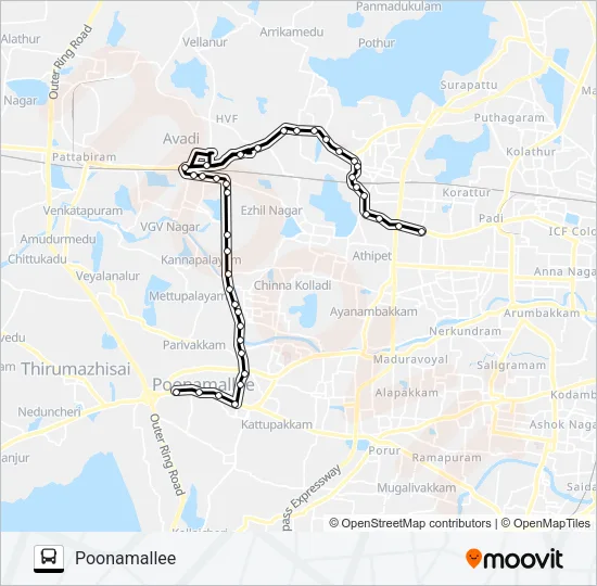 65E Bus Line Map
