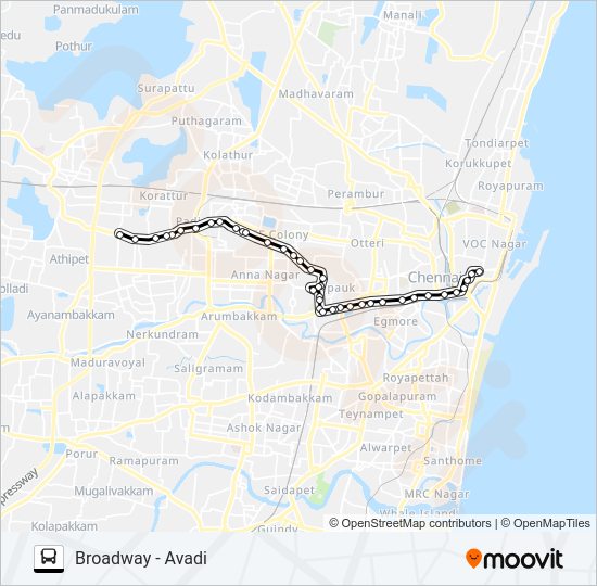 71E bus Line Map