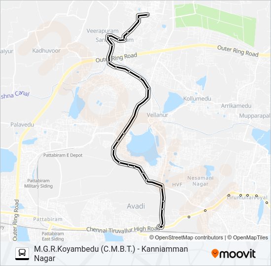 77E bus Line Map