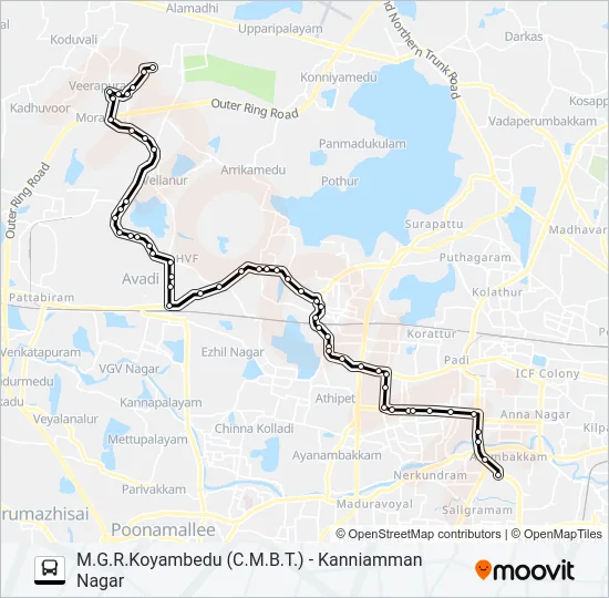 77E Bus Line Map