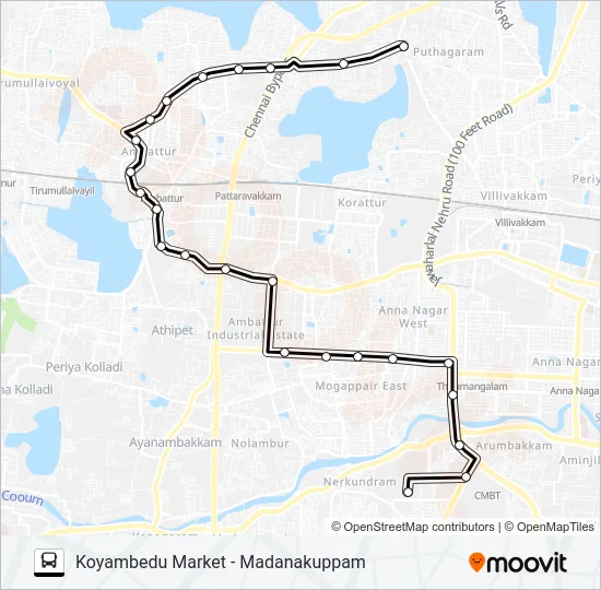 77M Bus Line Map