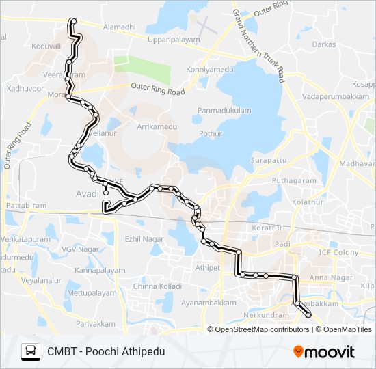 77P Bus Line Map