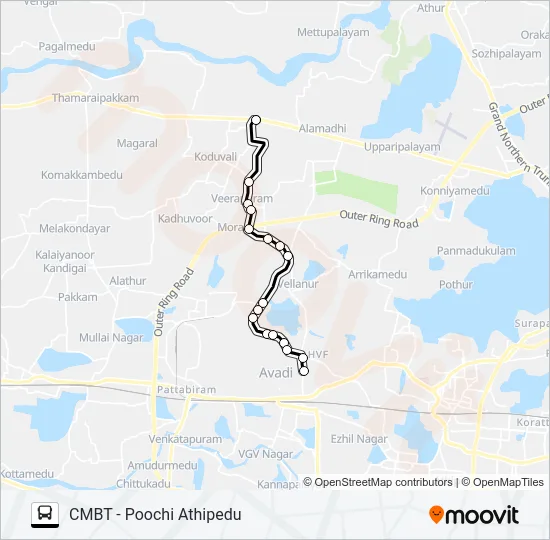 77P Bus Line Map