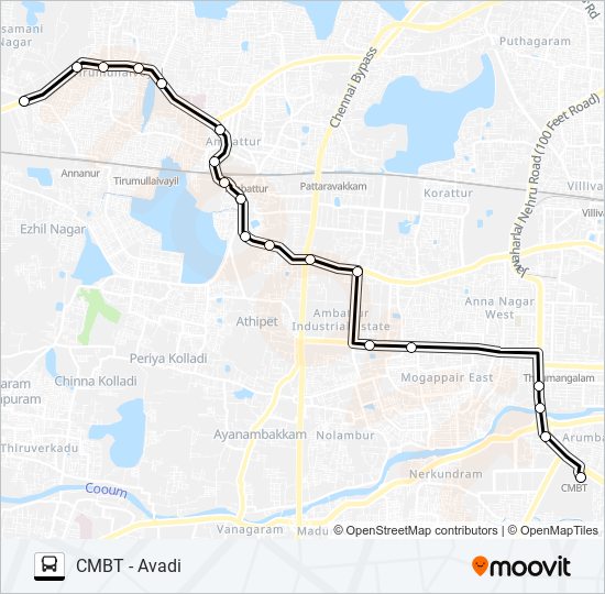 77T bus Line Map