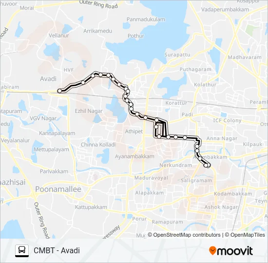 77T Bus Line Map