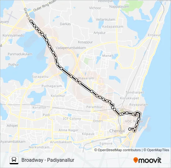 A57 Bus Line Map