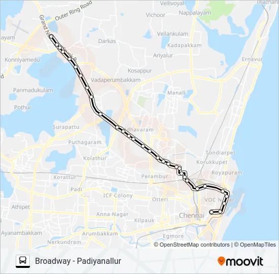 A57 Bus Line Map