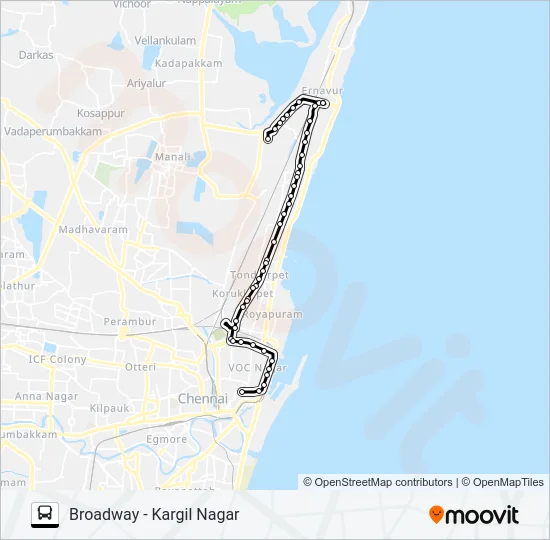 M56 Bus Line Map