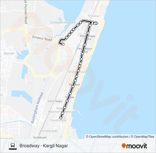 M56 Bus Line Map