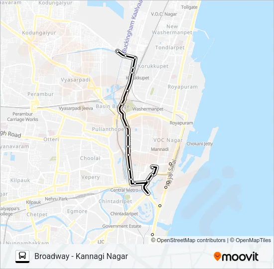 102K Bus Line Map