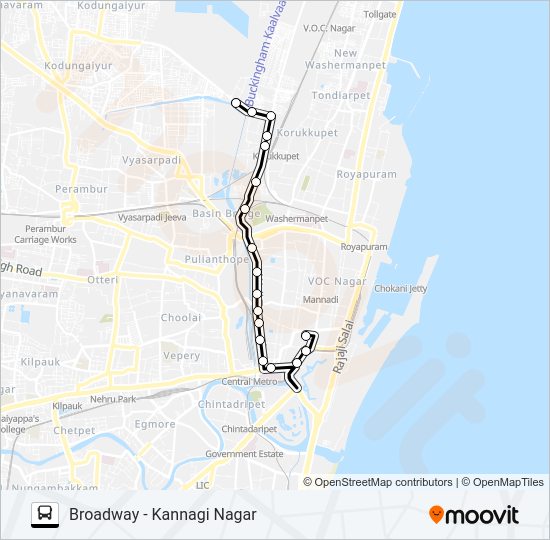 102K Bus Line Map