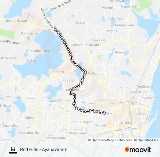 114A Bus Line Map
