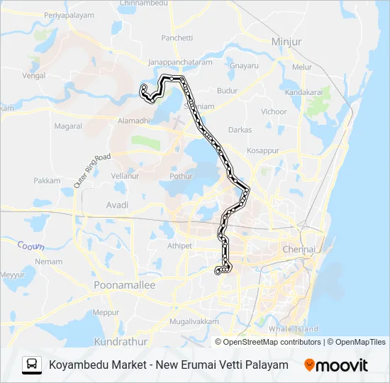 114E Bus Line Map