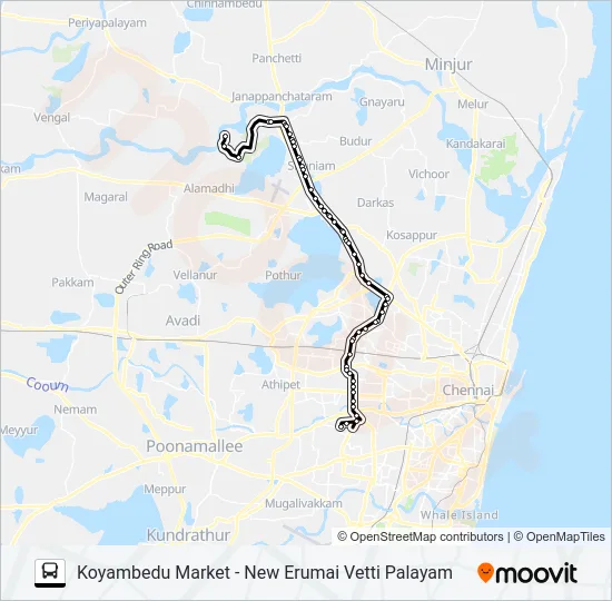 114E Bus Line Map
