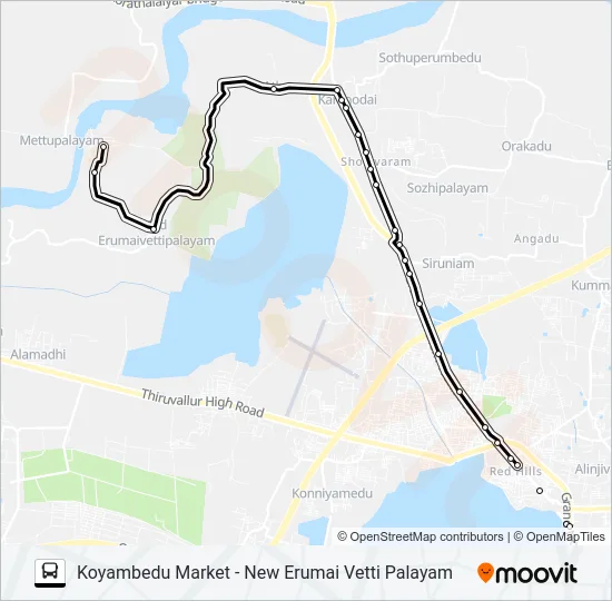 114E Bus Line Map