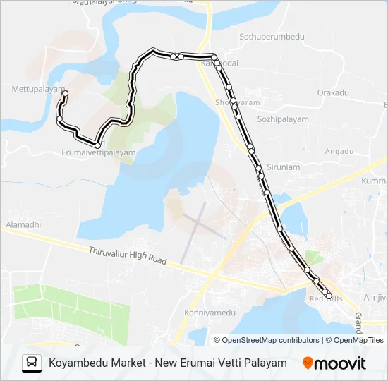 114E Bus Line Map