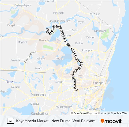 114E Bus Line Map