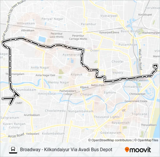 120E Bus Line Map