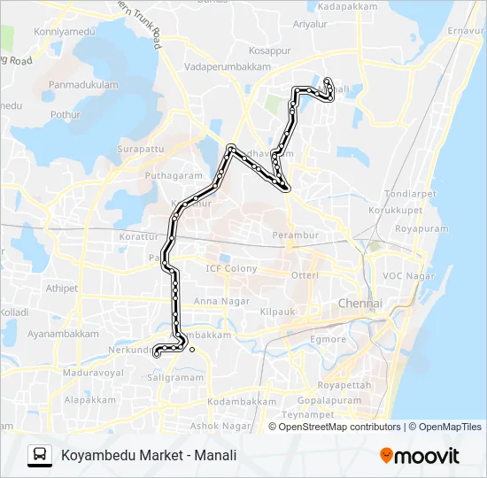 121A Bus Line Map